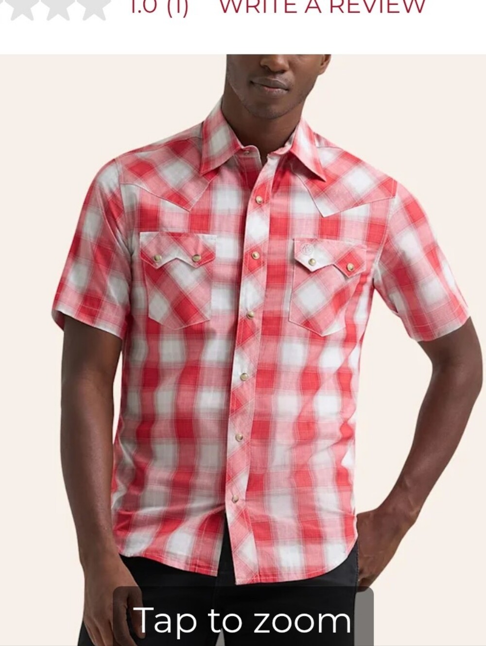AWESOME Wrangler Retro Red and White Plaid Snap Button Shirt